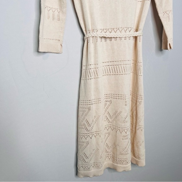 Zadig & Voltaire Cream Cecily Monogrammed ZV Belted Knit Dress. Size Small. - Picture 12 of 17